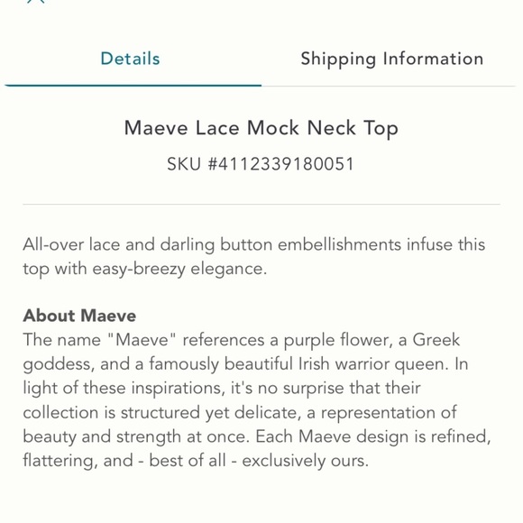 Anthropologie NWT Maeve Lace Mock Neck Top Size S. - Picture 5 of 13